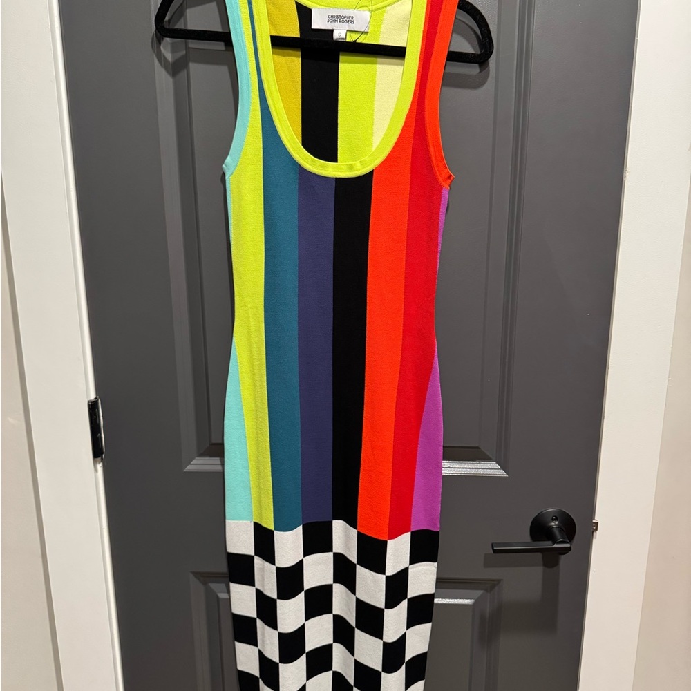 Christopher John Rogers Striped tank dress